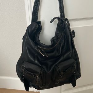 Vintage Betsy Johnson black leather purse